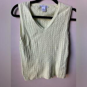 Eagles Eye Women’s Green Sweater V-neck Vest 100% Cotton Size Small  Academia